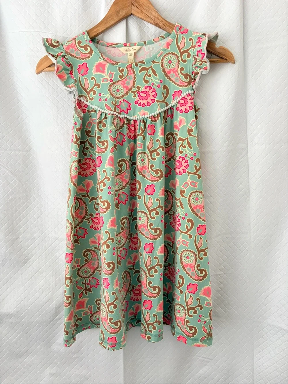 Matilda Jane Mint Dress with Bright Pink and Brown Paisley